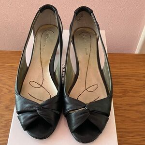 Anne Klein Black Peep Toe Heels